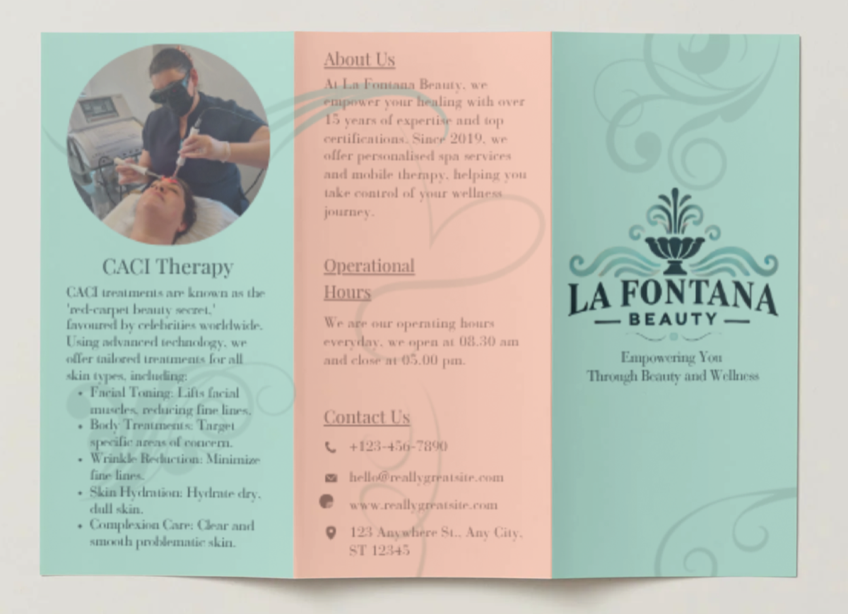 La Fontana Beauty logo and brochure design by LunaClara Design Surrey