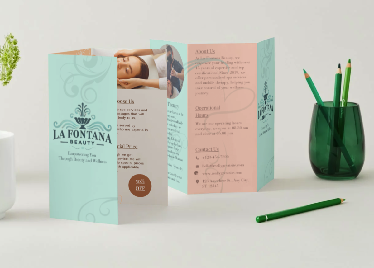 La Fontana Beauty logo and brochure design by LunaClara Design Surrey