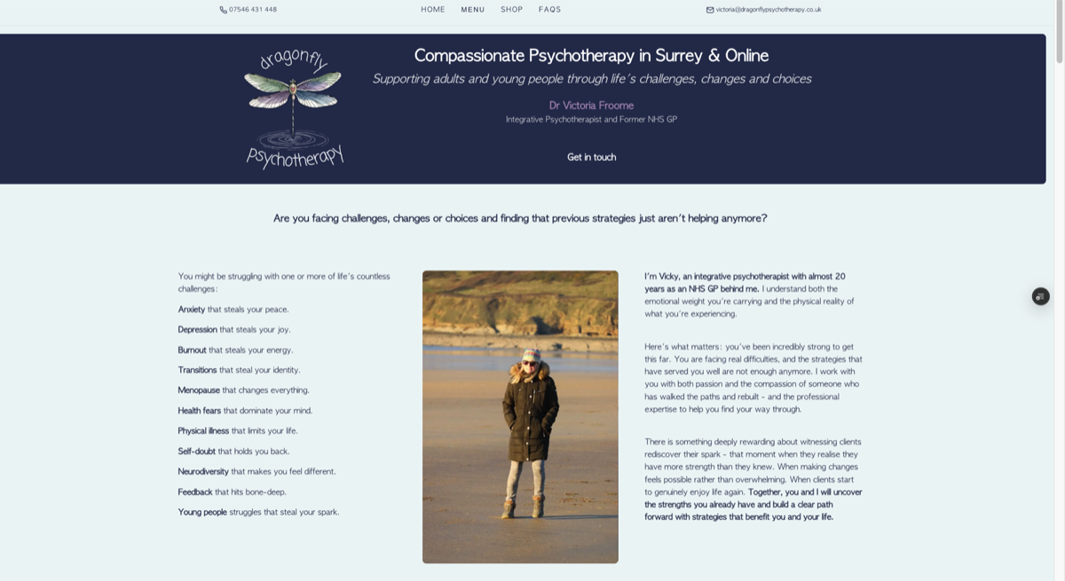 Dragonfly Psychotherapy brand identity and print design by LunaClara Design Surrey